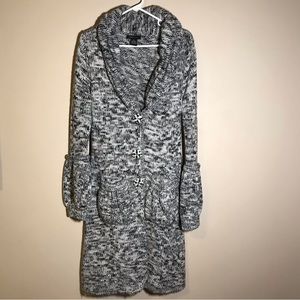 BCBG Max Azria Knit Sweater Duster Coat Size Medium Acrylic Mohair wool LIKE NEW